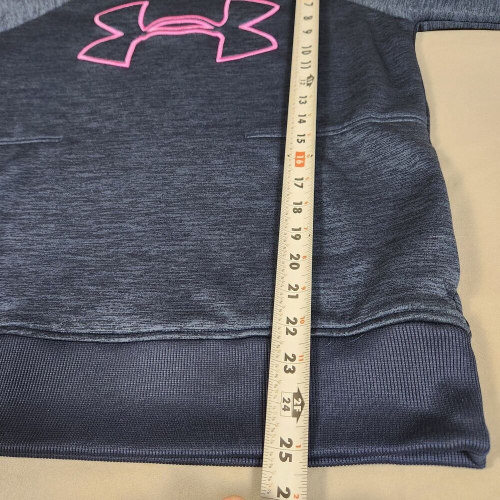 Under Armour Hoodie Womens Medium Blue Coldgear Loose Fit Fleece Lined Logo - Picture 5 of 7